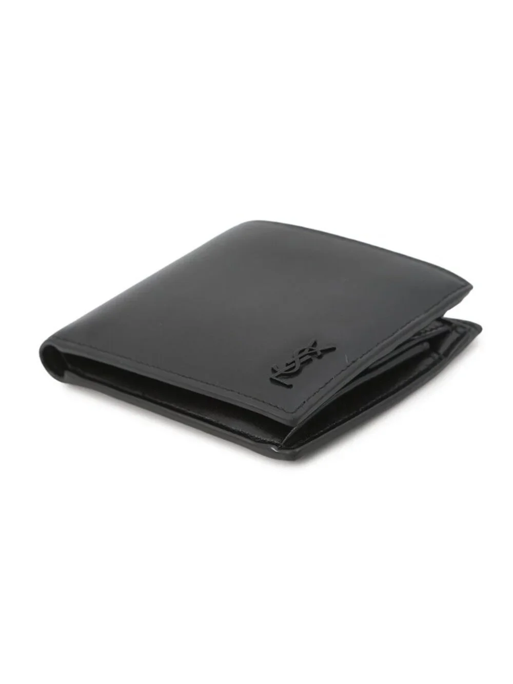 ★SOLD★ Saint Laurent Paris Bifold Wallet Cassandra with Coin Purse Leather Black - Picture 2 of 10